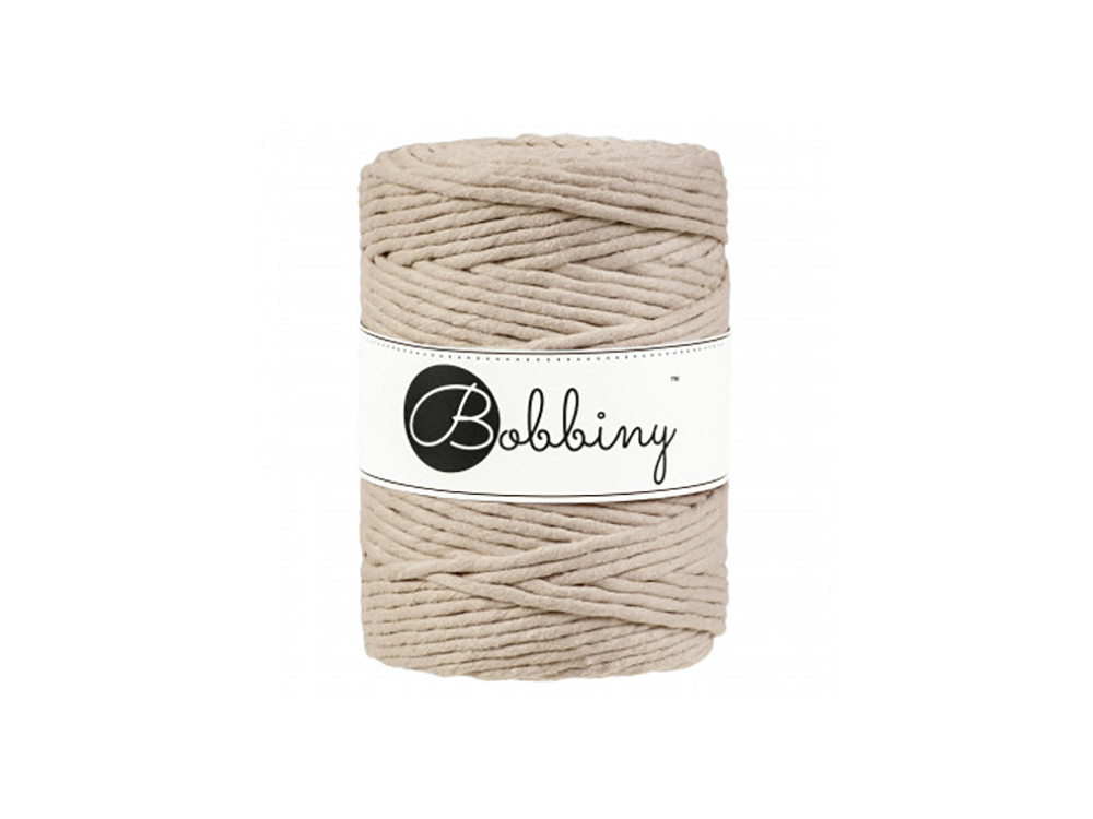 Braided cotton cord Premium - Bobbiny - Golden Natural, 5 mm, 100 m