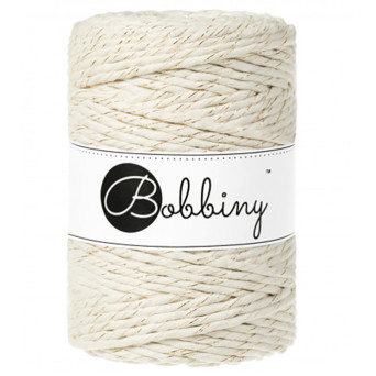 Cotton cord for macrames - Bobbiny - Golden Natural, 1,5 mm, 100 m