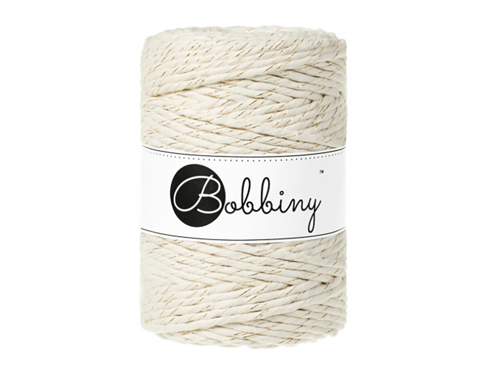 Cotton cord for macrames - Bobbiny - Golden Natural, 1,5 mm, 100 m