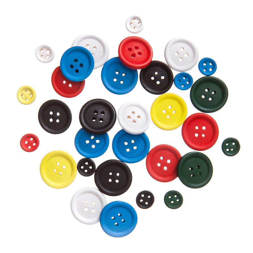 Wooden buttons Brights - DpCraft - multicolor, 30 pcs