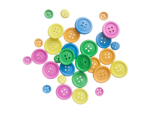 Wooden buttons Neon - DpCraft - multicolor, 30 pcs