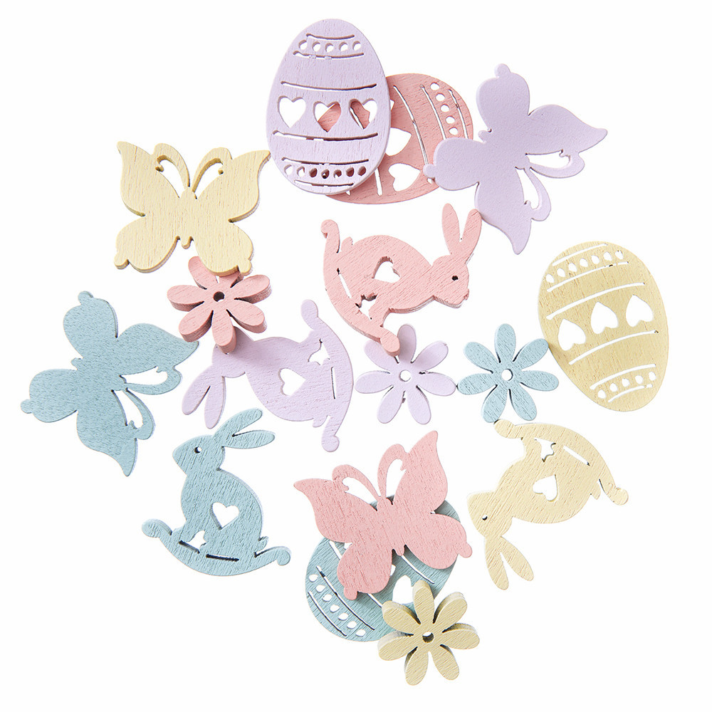 Wooden Easter shapes - DpCraft - pastel, 20 pcs