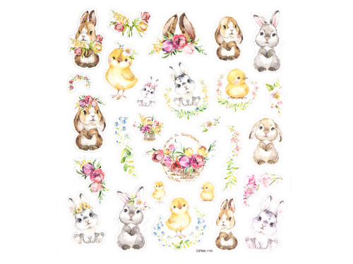 Glitter stickers Bunnies and chickens - DpCraft - 27 pcs