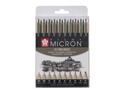 Set of Pigma Micron Fineliners - Sakura - black, 10 pcs