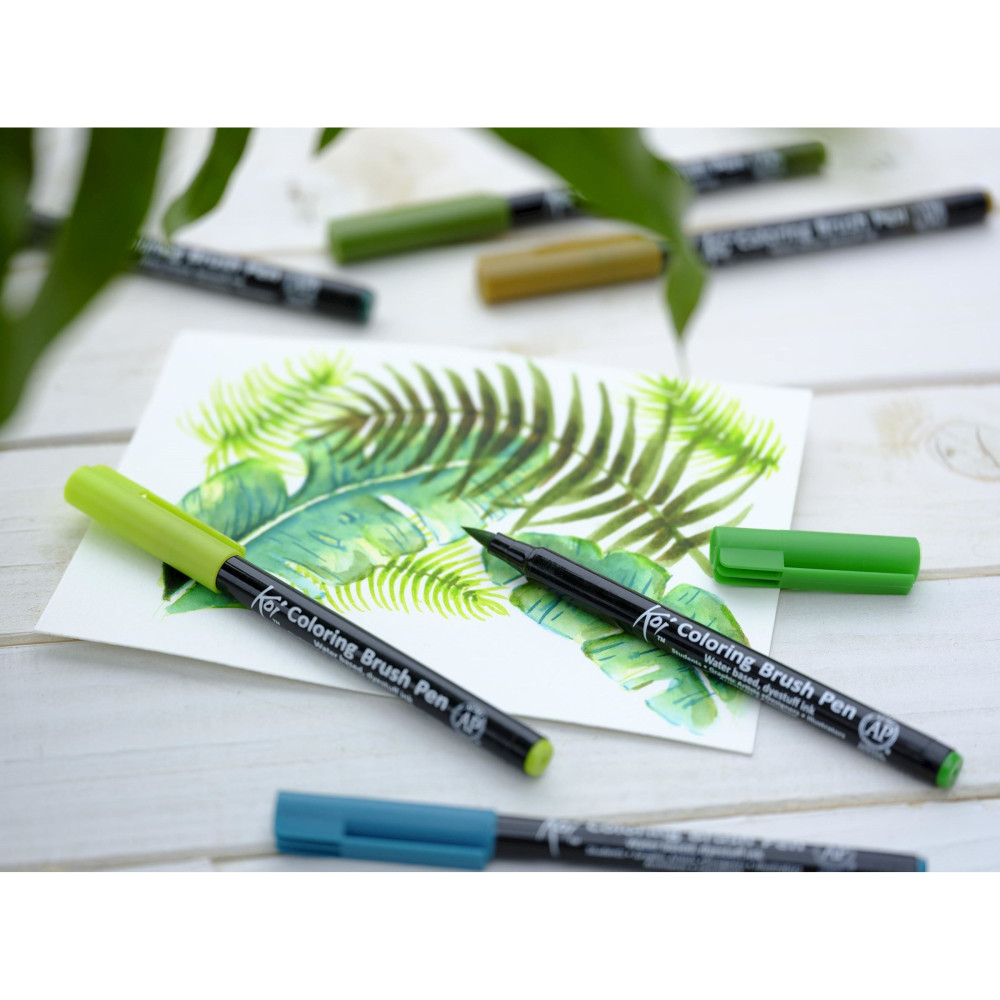 Zestaw pisaków pędzelkowych Koi Coloring Brush Pen - Sakura - Botanical, 6 szt.