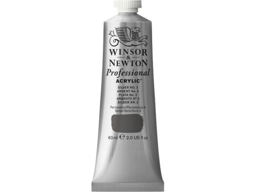 Farba akrylowa Professional Acrylic - Winsor & Newton - Silver no. 2, 60 ml