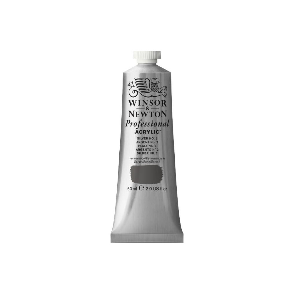 Farba akrylowa Professional Acrylic - Winsor & Newton - Silver no. 2, 60 ml