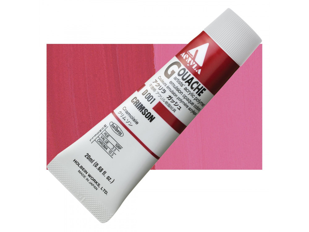 Acryla Gouache paint - Holbein - Crimson, 20 ml