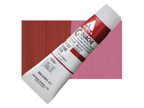 Acryla Gouache paint - Holbein - Wine Red, 20 ml