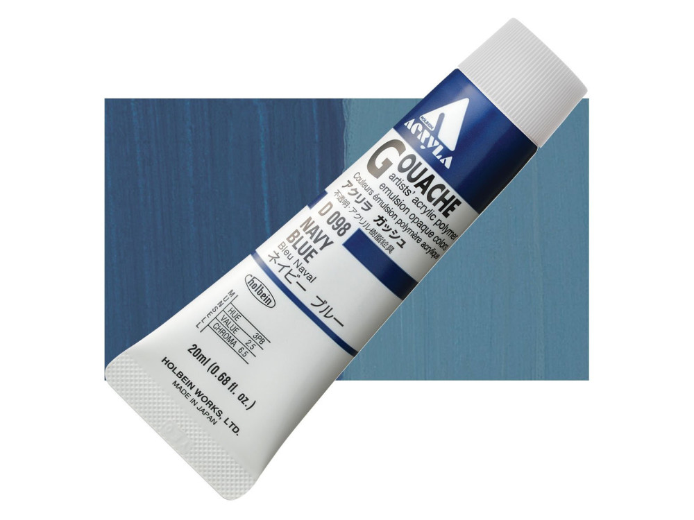 Farba gwasz Acryla Gouache - Holbein - Navy Blue, 20 ml