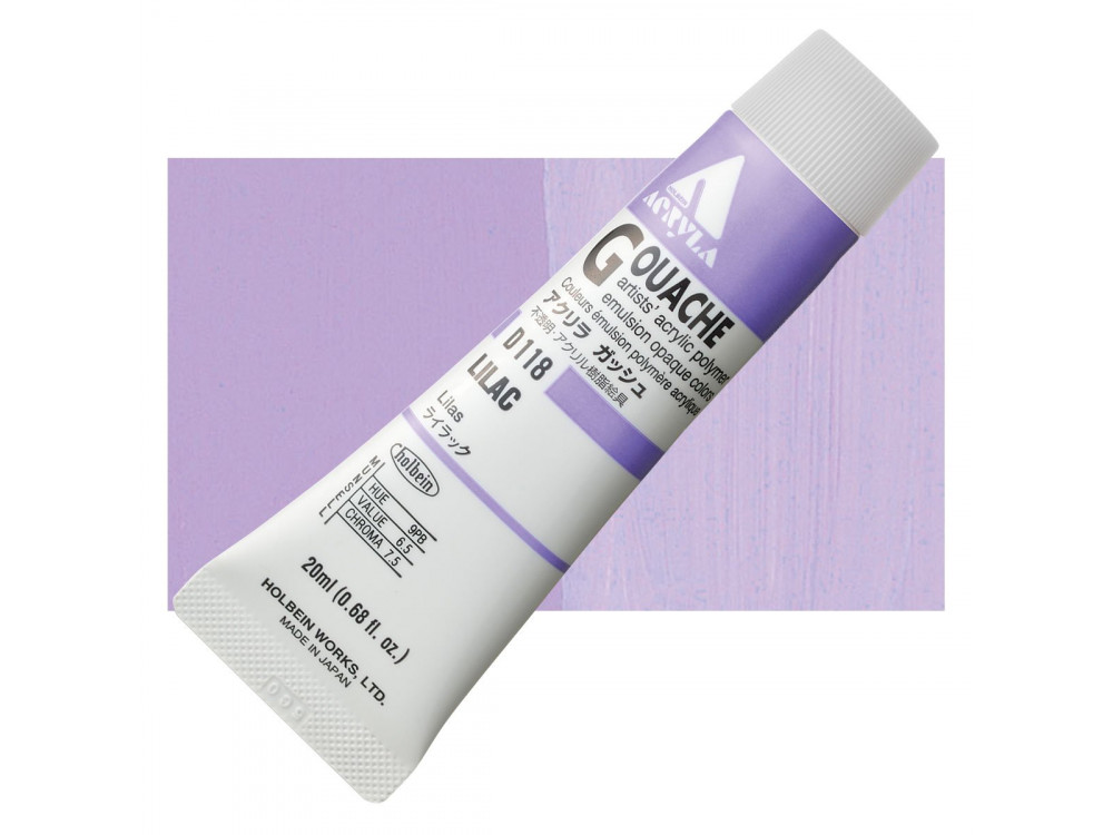 Farba gwasz Acryla Gouache - Holbein - Lilac, 20 ml