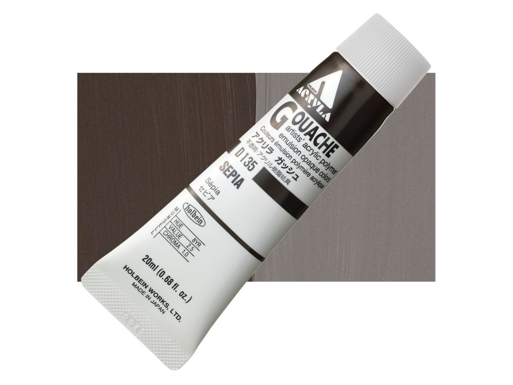 Acryla Gouache paint - Holbein - Sepia, 20 ml