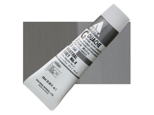 Farba gwasz Acryla Gouache - Holbein - Neutral Grey no. 4, 20 ml