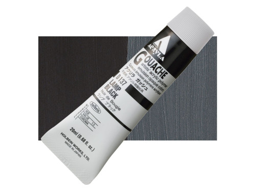 Farba gwasz Acryla Gouache - Holbein - Lamp Black, 20 ml