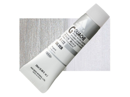 Acryla Gouache paint - Holbein - Silver, 20 ml