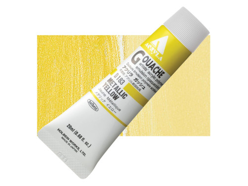 Farba gwasz Acryla Gouache - Holbein - Metallic Yellow, 20 ml