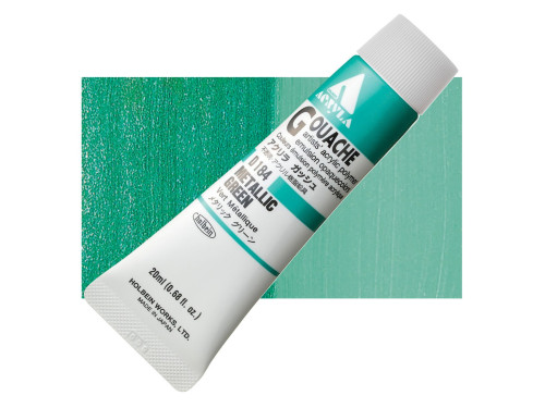 Acryla Gouache paint - Holbein - Metallic Green, 20 ml