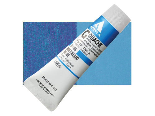 Farba gwasz Acryla Gouache - Holbein - Metallic Blue, 20 ml