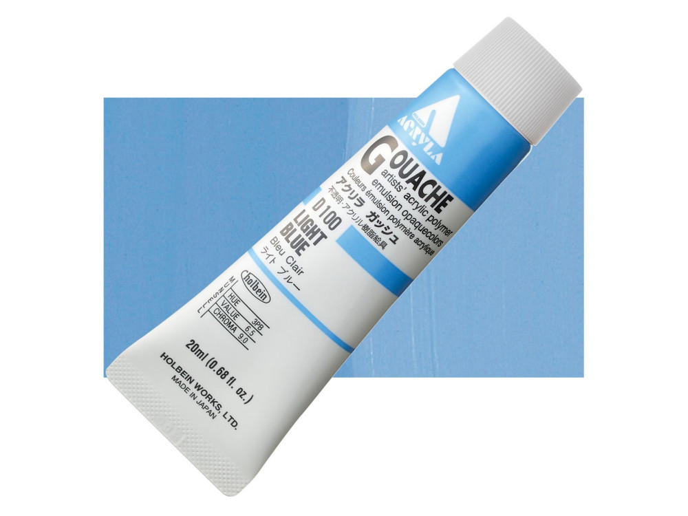 Farba gwasz Acryla Gouache - Holbein - Light Blue, 20 ml