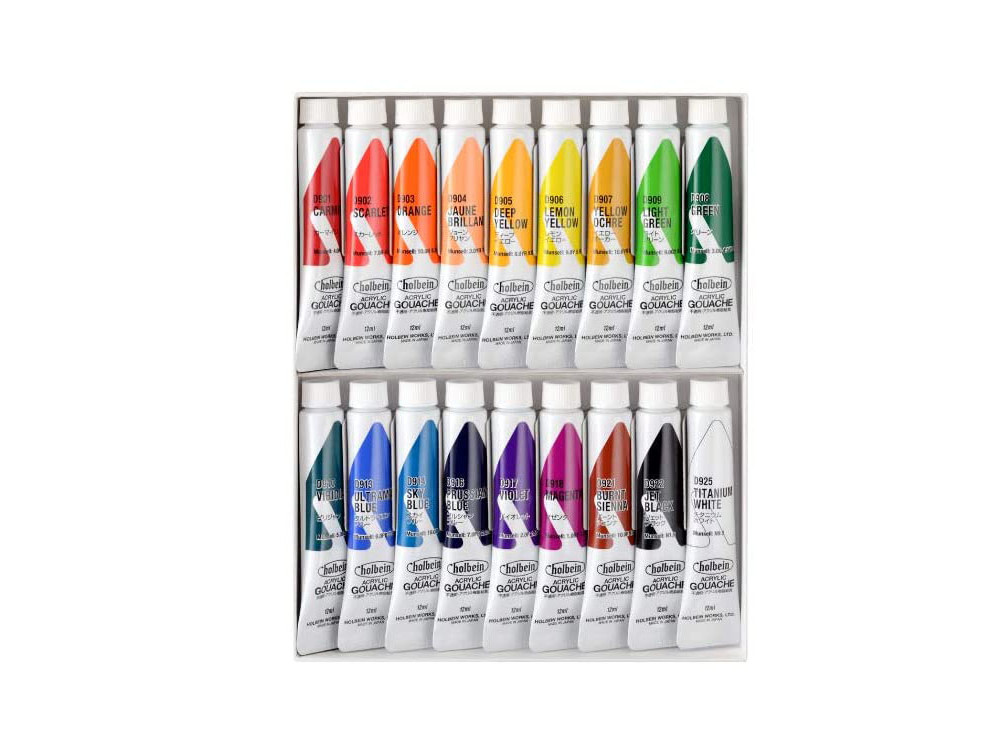 Holbein : Acryla Gouache : 12ml : Set of 12