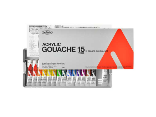 Set of School Acryla Gouache paints - Holbein - 15 colors