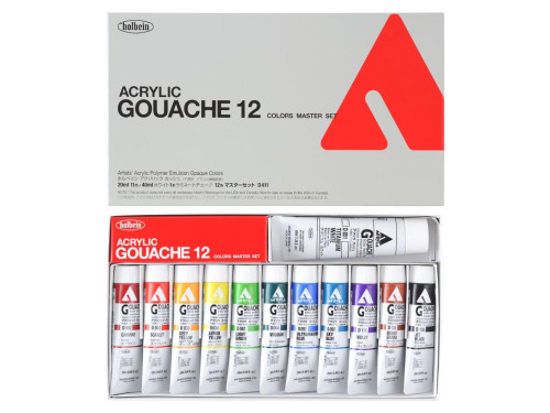 Set of Master Acryla Gouache paints - Holbein - 12 colors