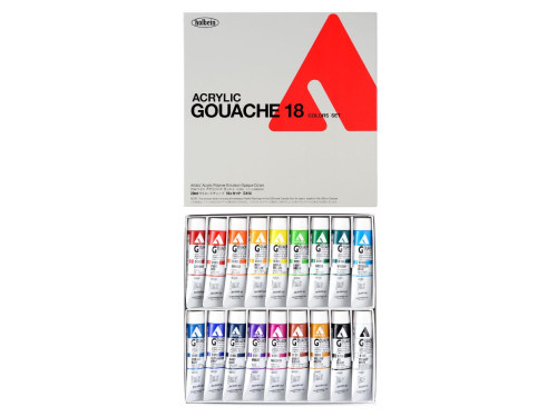 Set of Acryla Gouache paints - Holbein - 18 colors x 20 ml