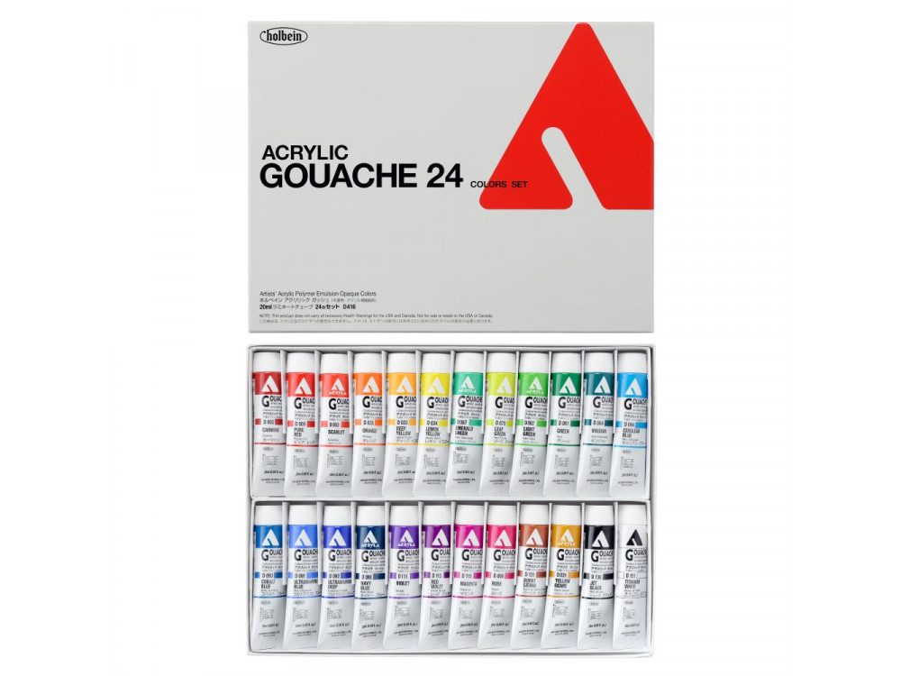 Set of Acryla Gouache paints - Holbein - 24 colors x 20 ml