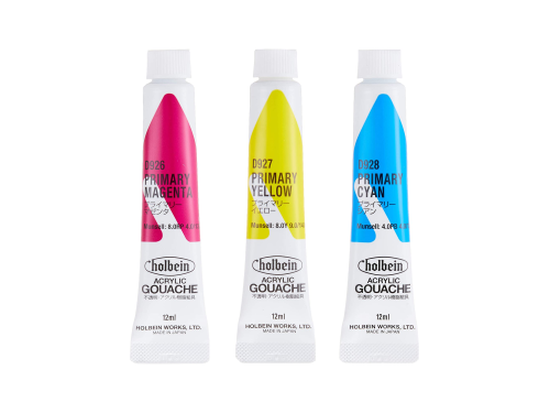 Zestaw farb gwaszy Acryla Gouache Primary Colors - Holbein - 3 kolory x 12 ml