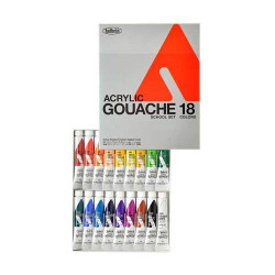 Zestaw farb gwaszy Acryla Gouache School Set - Holbein - 18 kolorów x 12 ml