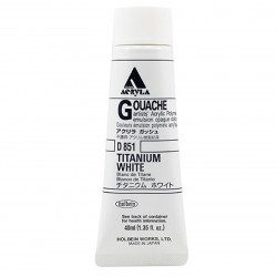 Farba gwasz Acryla Gouache - Holbein - Titanium White, 40 ml