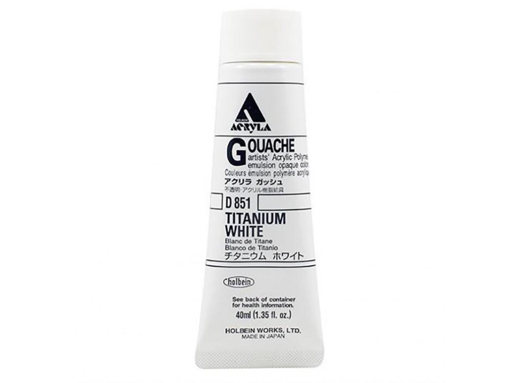 Farba gwasz Acryla Gouache - Holbein - Titanium White, 40 ml