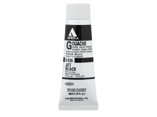 Acryla Gouache paint - Holbein - Jet Black, 40 ml