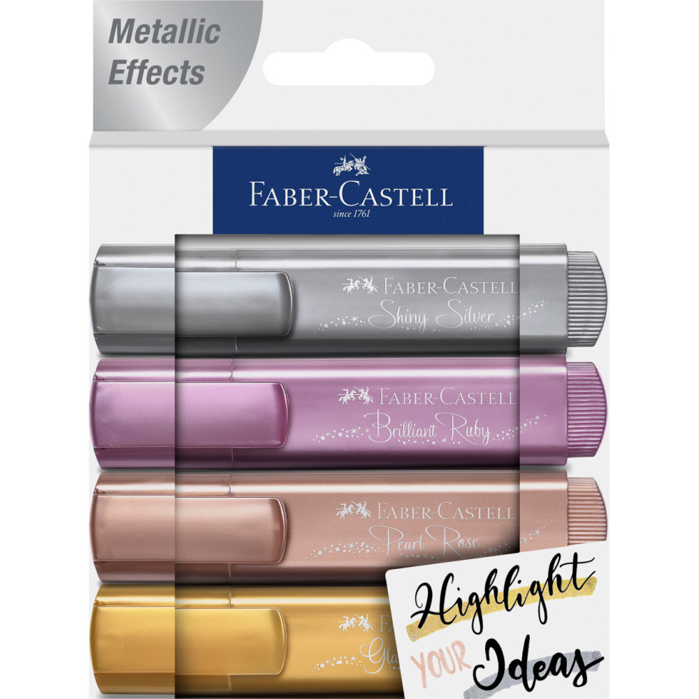 Zestaw zakreślaczy metalicznych - Faber-Castell - 4 kolory