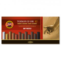 Zestaw pasteli suchych Toison D'or - Koh-I-Noor - odcienie brązu, 12 kolorów