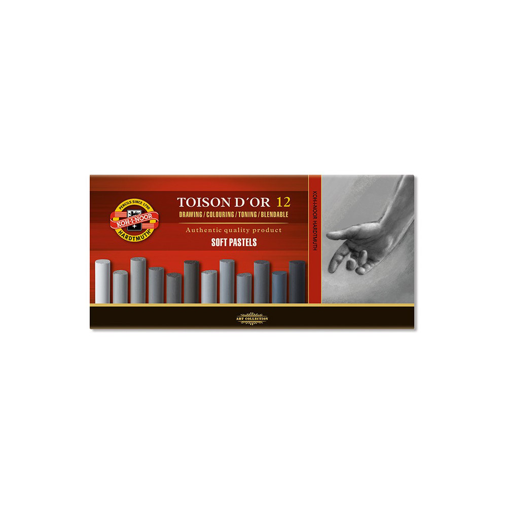 Set of Toison D'or soft pastels - Koh-I-Noor - gray shades, 12 colors