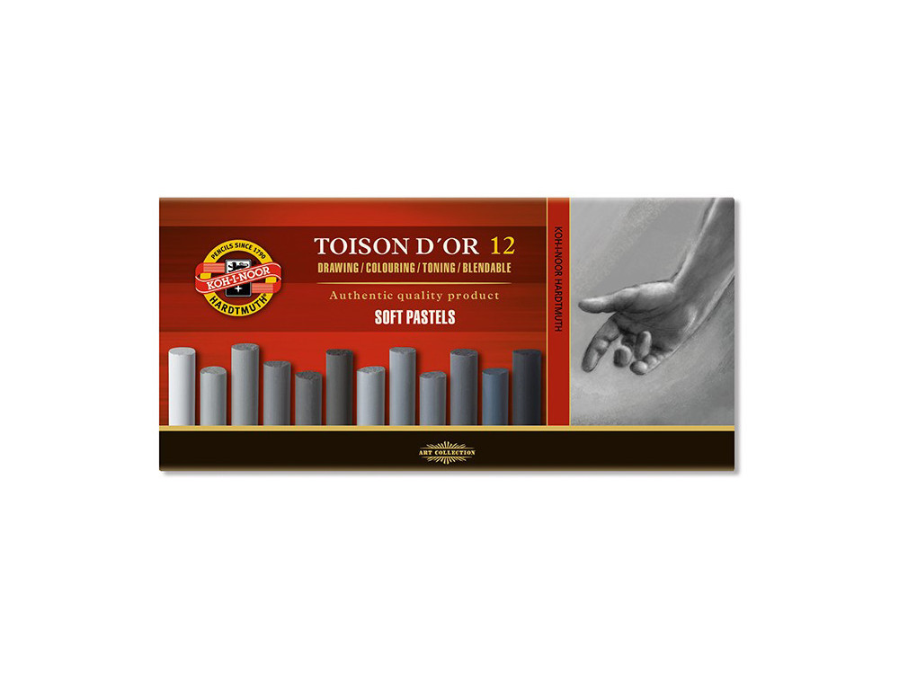Set of Toison D'or soft pastels - Koh-I-Noor - gray shades, 12 colors