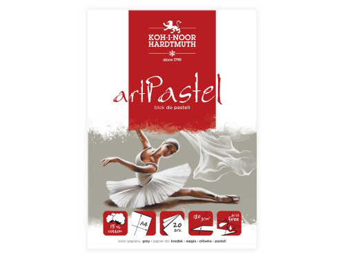 Blok do pasteli Art Pastel - Koh-I-Noor - Grey, A4, 180 g, 20 ark.