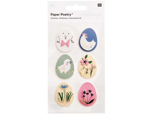 3D stickers - Paper Poetry - Easter eggs, 6 pcs