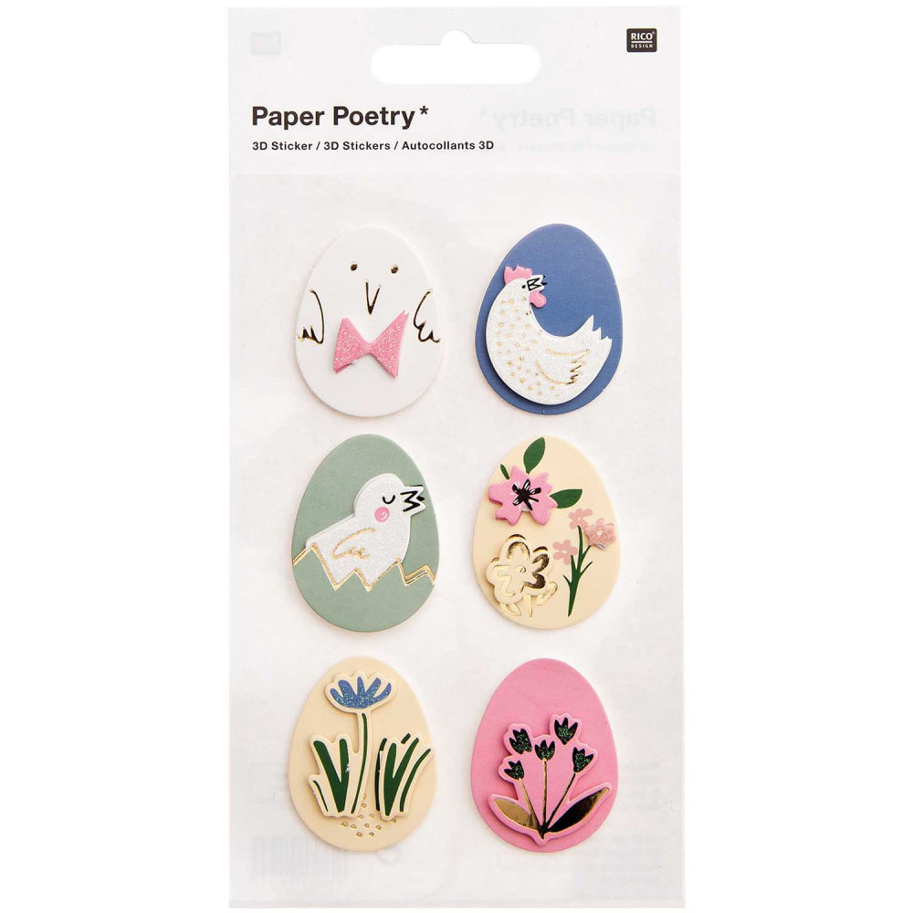 3D stickers - Paper Poetry - Easter eggs, 6 pcs