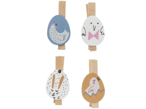 Wooden clips - Rico Design - Easter eggs, 4 pcs