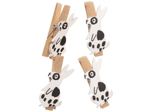 Wooden clips - Rico Design - Bunnies, 4 pcs