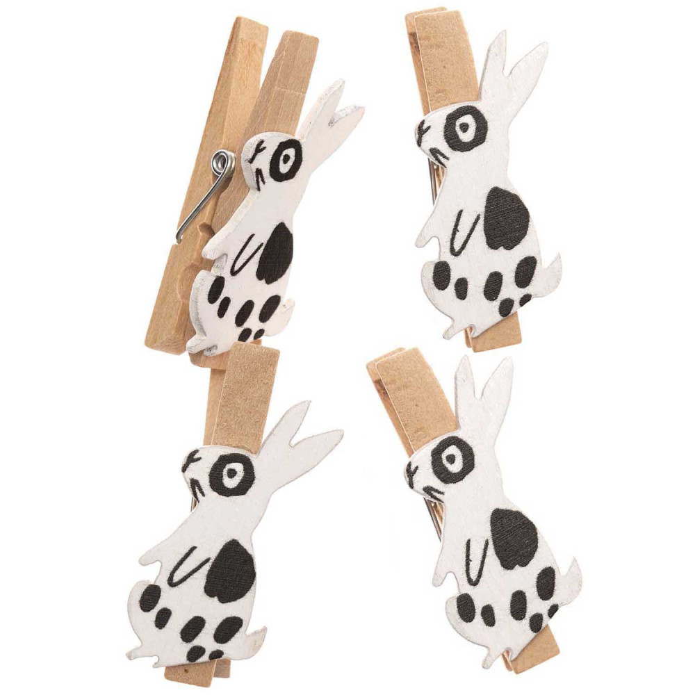 Wooden clips - Rico Design - Bunnies, 4 pcs
