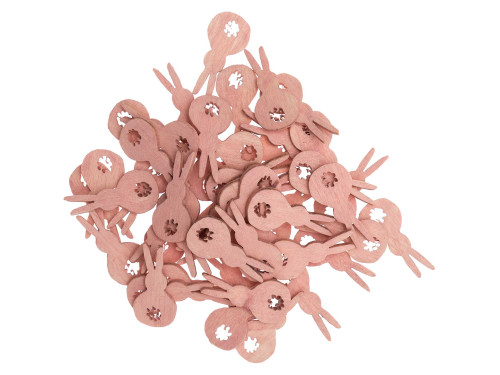 Wooden bunnies - Rico Design - pink, 48 pcs