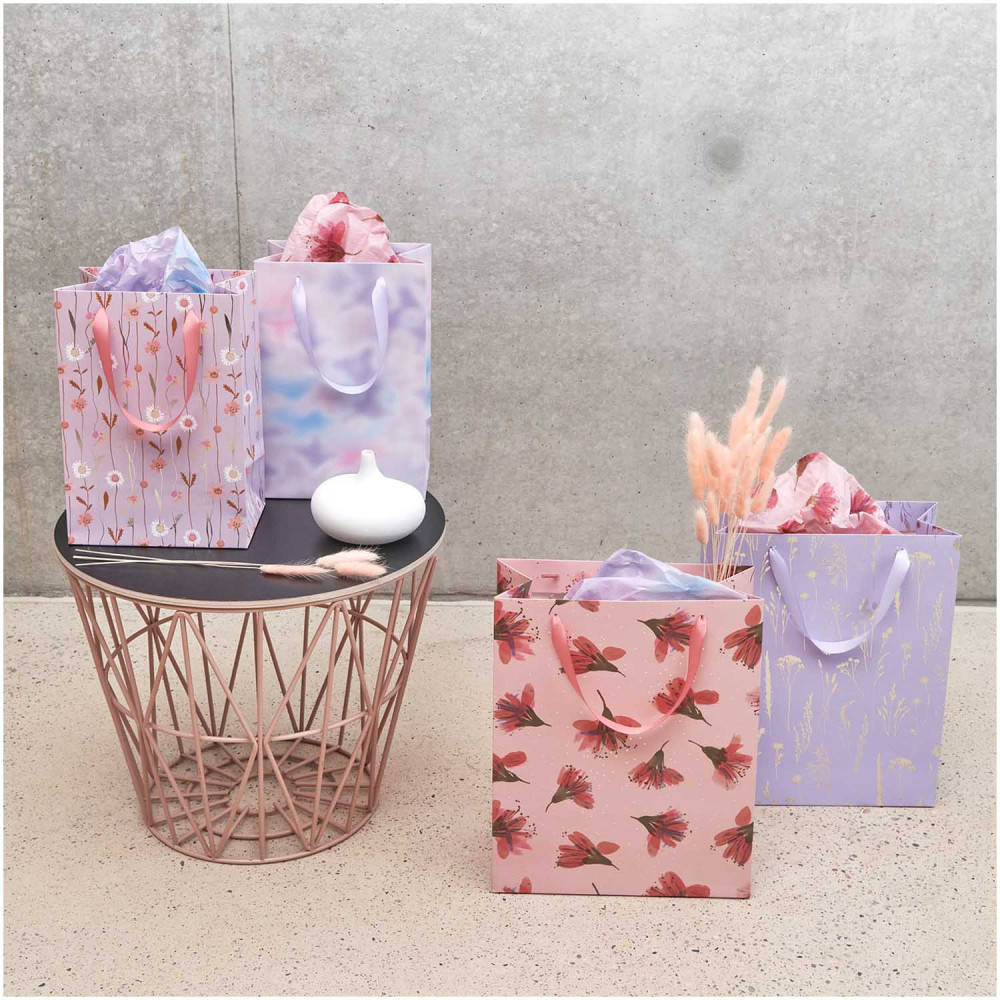 Paper gift bag - Rico Design - Flower Tendrils, 18 x 26 x 12 cm