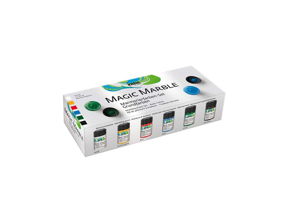 Zestaw farb marmurkowych Magic Marble - Kreul - Basic, 6 kolorów x 20 ml