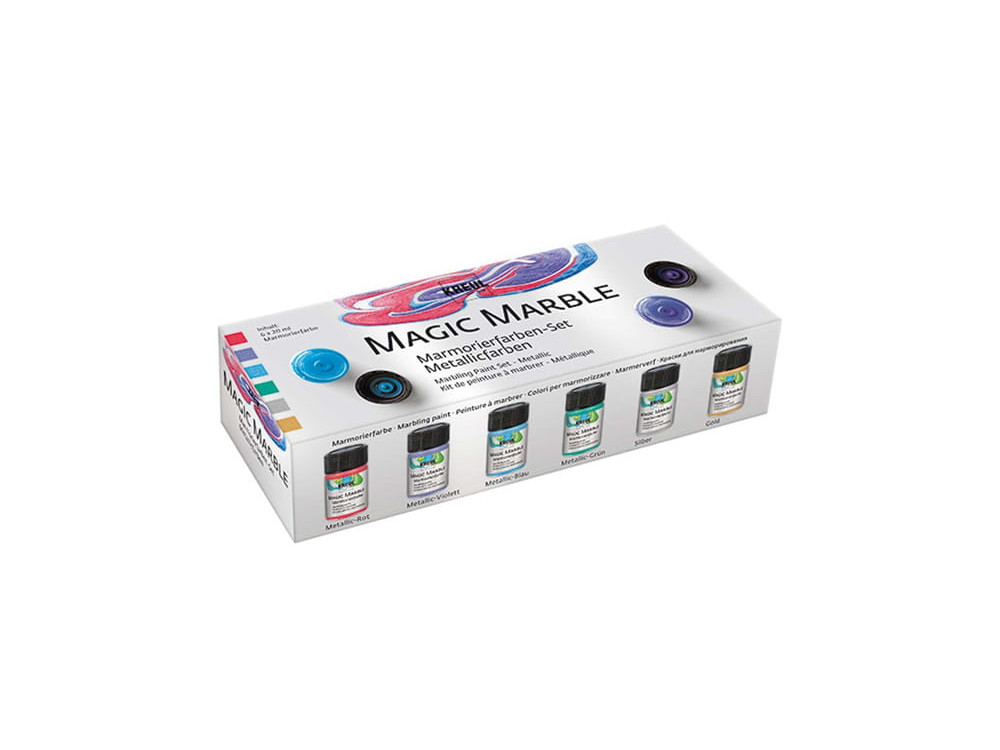 Zestaw farb marmurkowych Magic Marble - Kreul - Metallic, 6 kolorów x 20 ml