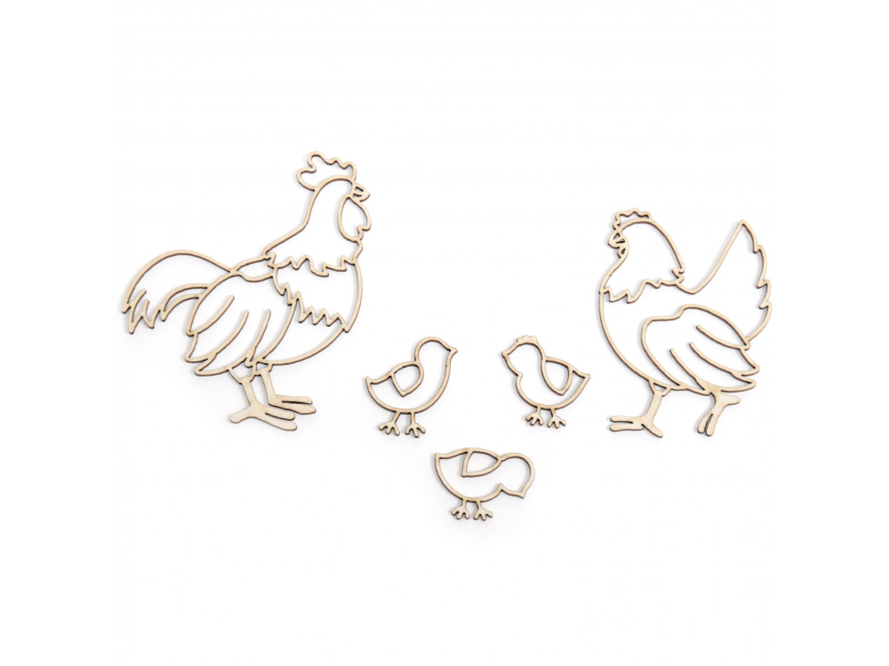 Cardboard decorations - Simply Crafting - Easter chickens, 5 pcs