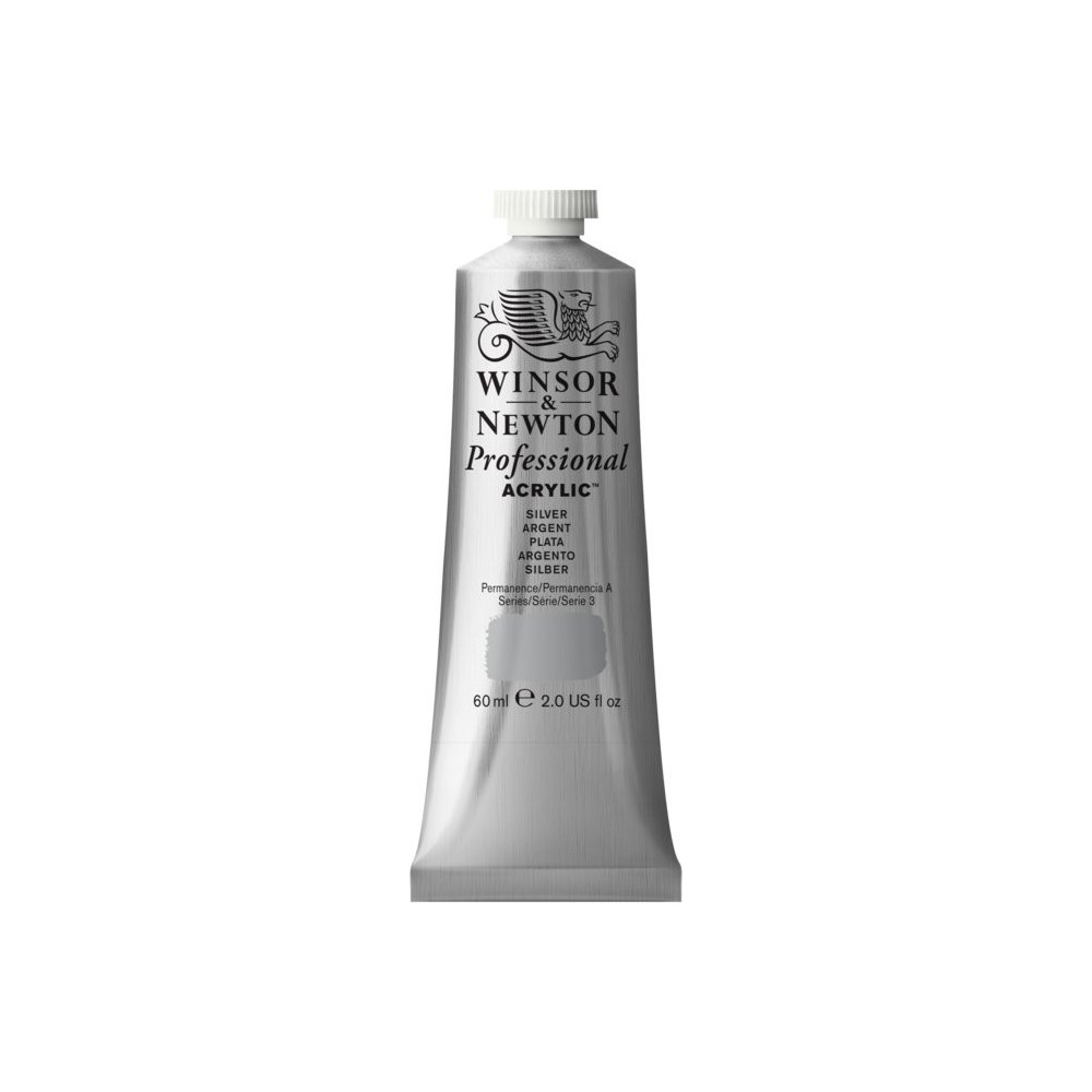 Farba akrylowa Professional Acrylic - Winsor & Newton - Silver, 60 ml