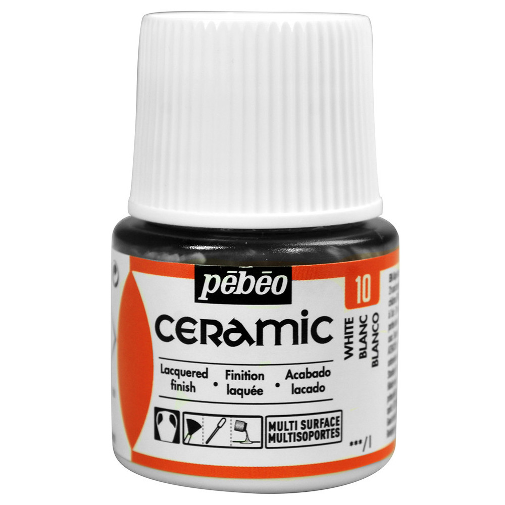 Paint for glass and ceramic - Pébéo - White, 45 ml